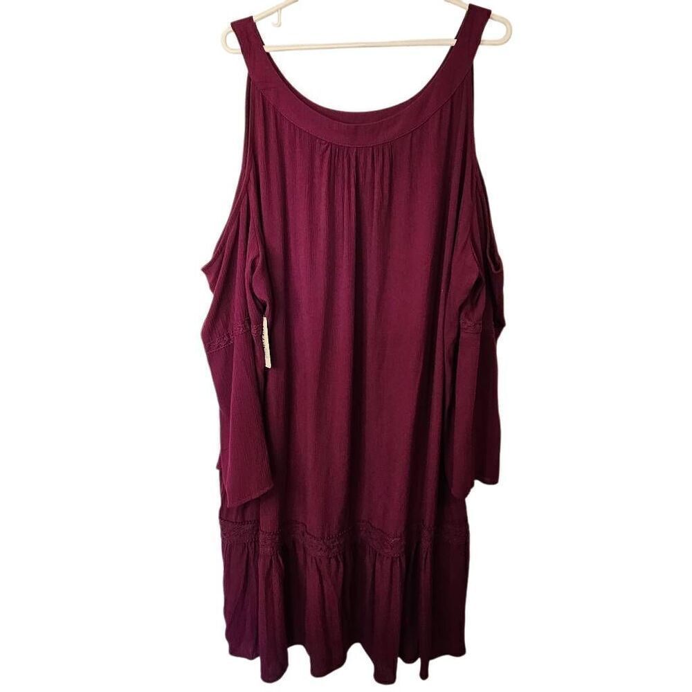 New Terra and Sky Dress Womens Size 3X 3/4 Bell Sleeve Cold Shoulder Scoop Neck - Picture 2 of 12